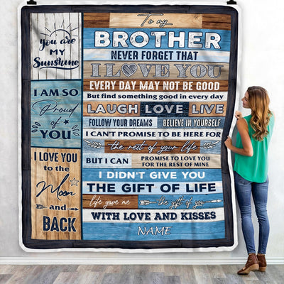 Personalized To My Brother Blanket From Sister Brother I Love You Wood Brother Birthday Christmas Thanksgiving Graduation Customized Fleece Blanket | siriusteestore