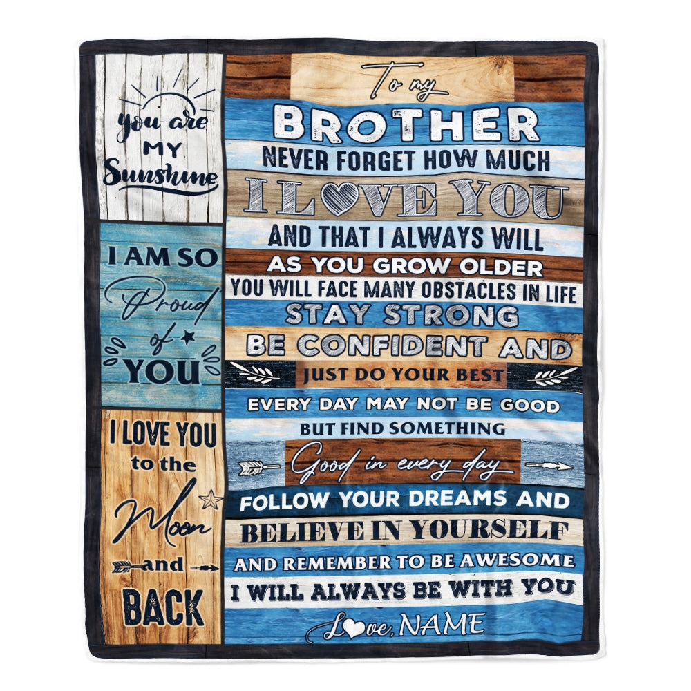 Personalized To My Brother Blanket From Sister Proud Of You I Love You Wood Brother Birthday Thanksgiving Christmas Customized Fleece Throw Blanket | siriusteestore