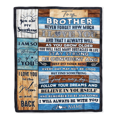 Personalized To My Brother Blanket From Sister Proud Of You I Love You Wood Brother Birthday Thanksgiving Christmas Customized Fleece Throw Blanket | siriusteestore