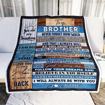 Personalized To My Brother Blanket From Sister Proud Of You I Love You Wood Brother Birthday Thanksgiving Christmas Customized Fleece Throw Blanket | siriusteestore