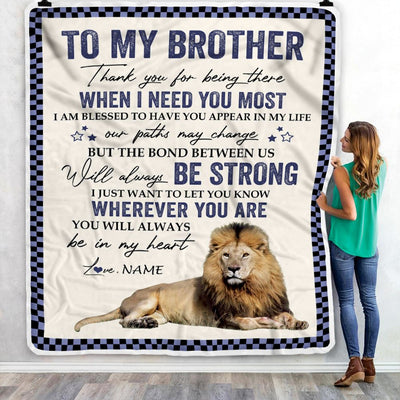 Personalized To My Brother Blanket From Sister Thank You For Being There Lion Big Brother Birthday Graduation Christmas Customized Bed Fleece Throw Blanket | siriusteestore