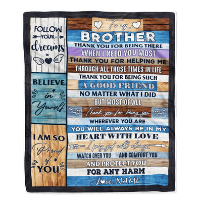 Personalized To My Brother Blanket from Sister You Will Always Be In My Heart Brother Birthday Thanksgiving Christmas Customized Fleece Throw Blanket | siriusteestore