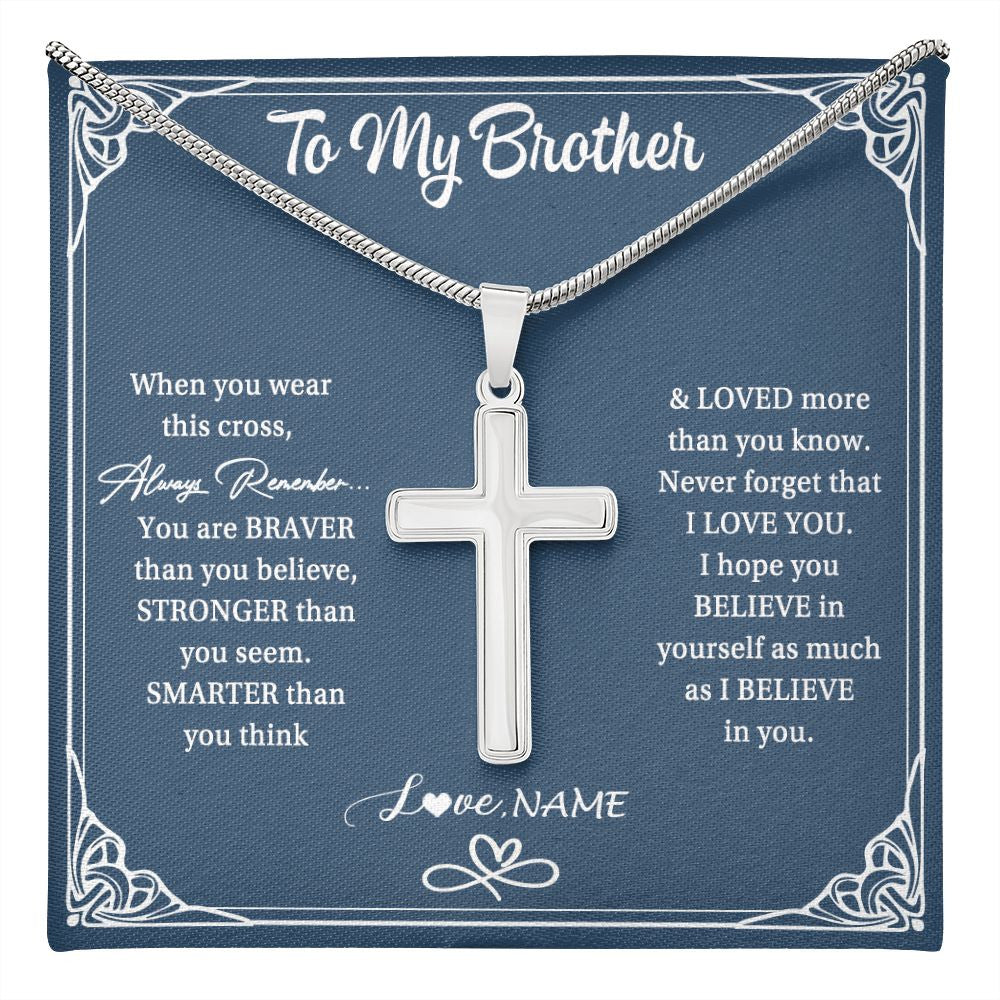 to My Brother to My Little Brother Gifts Set Necklace for Men Message Card Gift Set for Brother Birthday Christmas Gifts for Him
