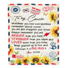 Personalized To My Cousin Blanket Braver Air Mail Letter Braver Stronger Loved Sunflower Cousin Birthday Graduation Christmas Customized Fleece Blanket | siriusteestore