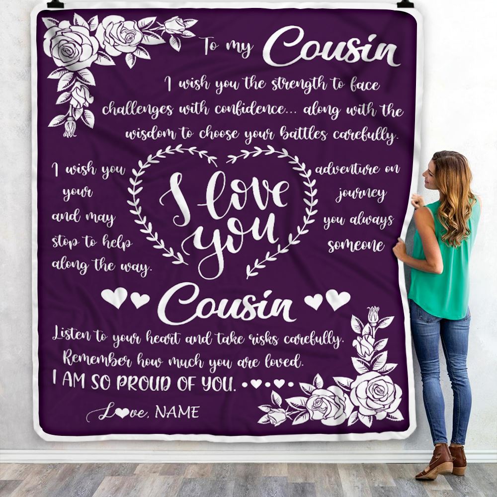 Personalized To My Cousin Blanket From Family I Wish You The Strength Daughter Cousin Birthday Graduation Christmas Customized Bed Fleece Throw Blanket | siriusteestore