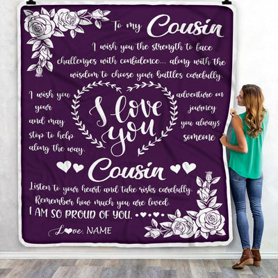 Personalized To My Cousin Blanket From Family I Wish You The Strength Daughter Cousin Birthday Graduation Christmas Customized Bed Fleece Throw Blanket | siriusteestore