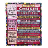 Personalized To My Cousin Blanket From Family Proud Of You I Love You Wood Cousin Birthday Thanksgiving Christmas Customized Fleece Throw Blanket | siriusteestore