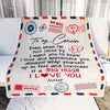 Personalized To My Cousin Blanket I Love You Hugs Air Mail Letter Birthday Christmas Thanksgiving Graduation Customized Fleece Blanket | siriusteestore