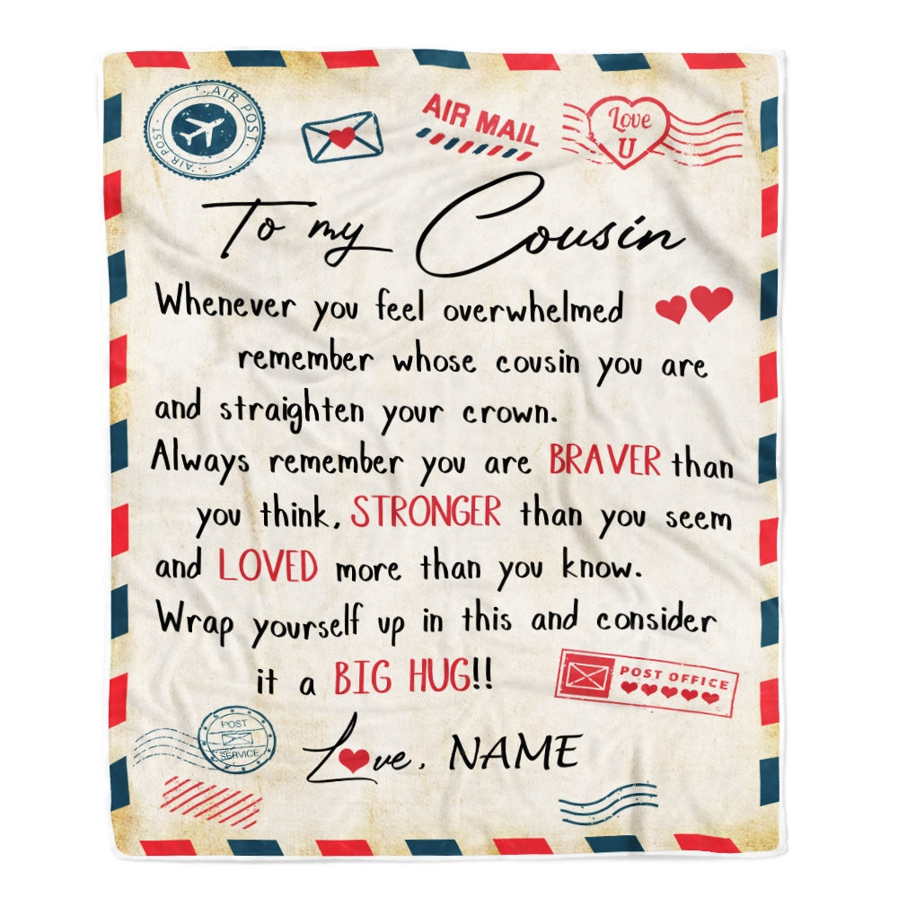 Personalized To My Cousin Blanket Mail Letter Cousin Birthday Graduation Christmas Customized Fleece Blanket | siriusteestore
