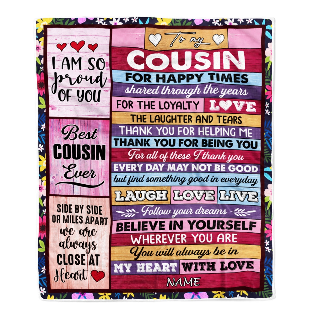 Personalized To My Cousin Blanket Wood Believe In Your Self Thank You Cousin Birthday Thanksgiving Christmas Customized Bed Fleece Throw Blanket | siriusteestore