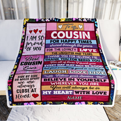 Personalized To My Cousin Blanket Wood Believe In Your Self Thank You Cousin Birthday Thanksgiving Christmas Customized Bed Fleece Throw Blanket | siriusteestore