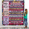 Personalized To My Cousin Blanket from Family You Will Always Be In My Heart Cousin Birthday Thanksgiving Christmas Customized Fleece Throw Blanket | siriusteestore