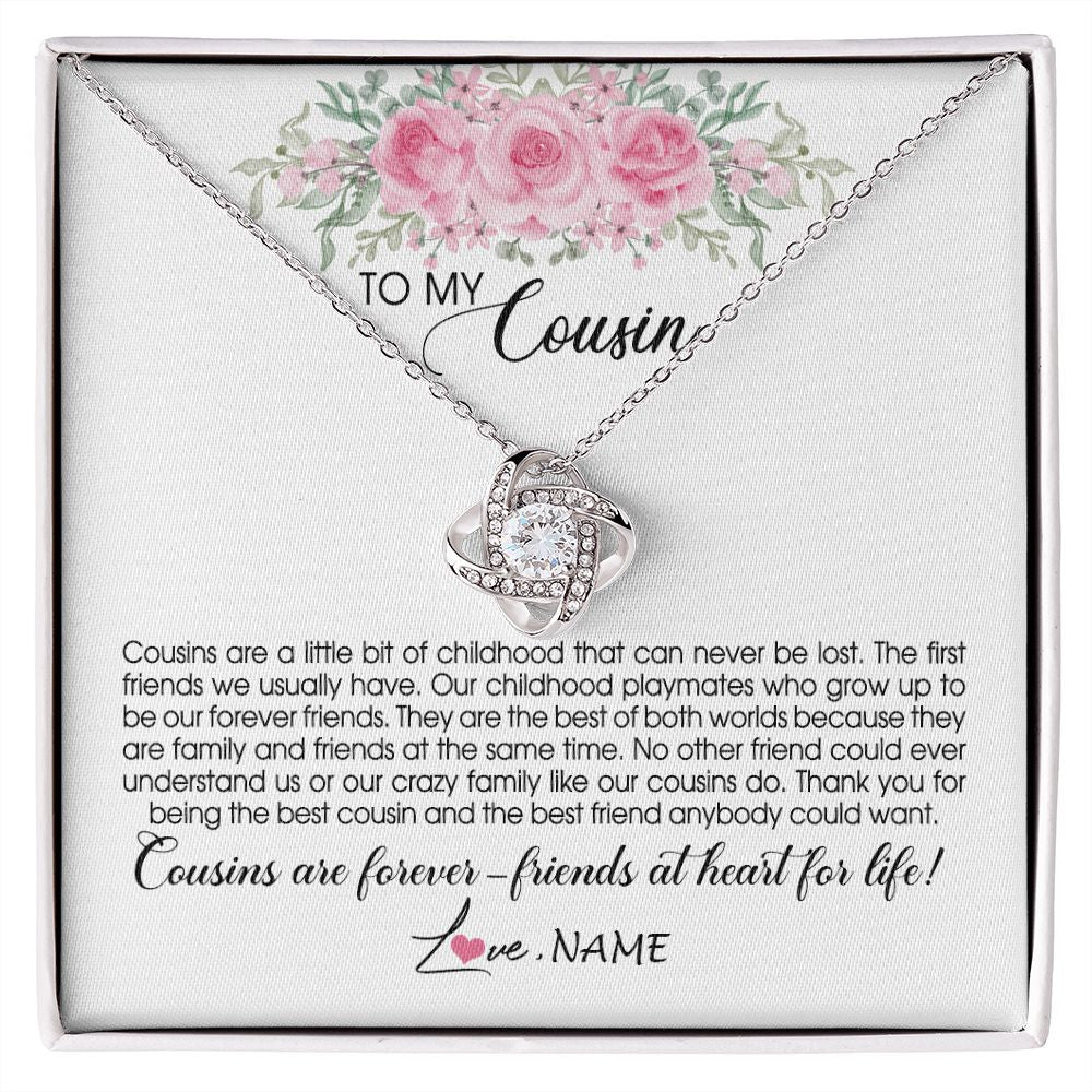 Love Knot Necklace | Personalized To My Cousin Necklace Cousins Are Forever Friends At Heart For Life Jewelry Birthday Graduation Christmas Customized Gift Box Message Card | siriusteestore