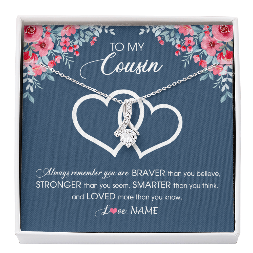 Alluring Beauty Necklace | Personalized To My Cousin Necklace From Family Braver Stronger Smarter Loved Cousin Pendant Jewelry Birthday Graduation Christmas Customized Message Card | siriusteestore