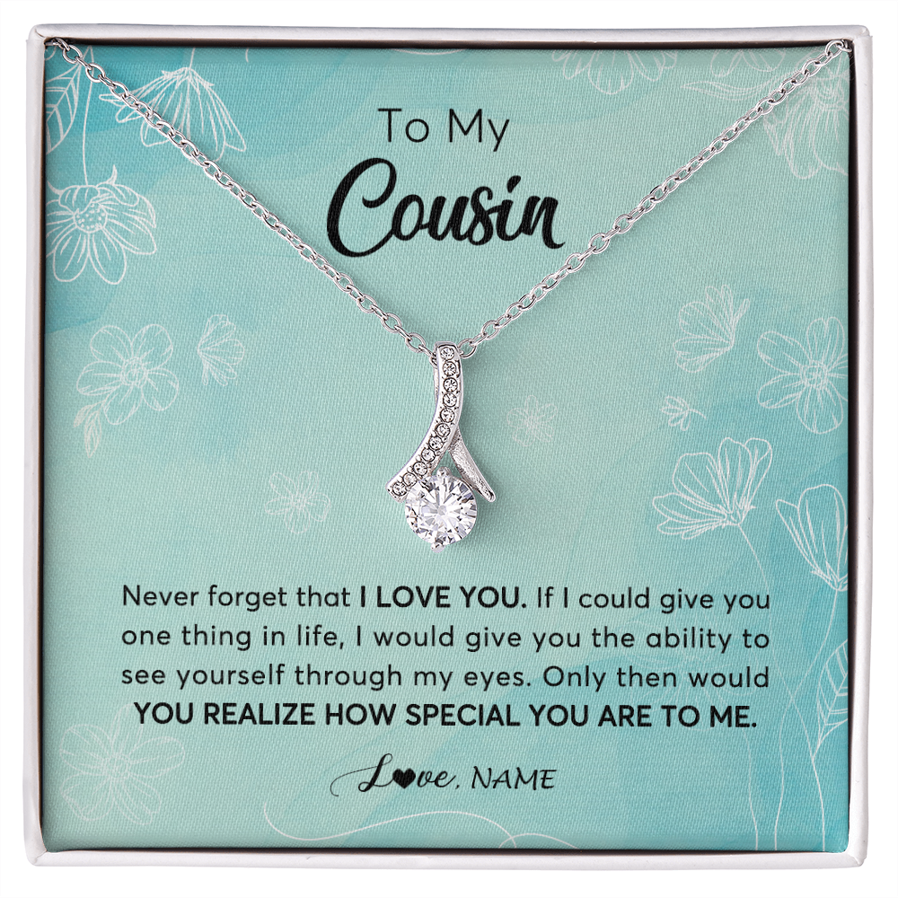 Alluring Beauty Necklace | Personalized To My Cousin Necklace From Family Flower Never Forget I Love You Cousin Jewelry Graduation Birthday Christmas Customized Gift Box Message Card | siriusteestore