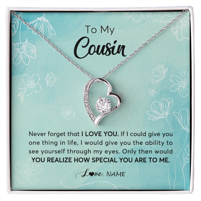 Forever Love Necklace | Personalized To My Cousin Necklace From Family Flower Never Forget I Love You Cousin Jewelry Graduation Birthday Christmas Customized Gift Box Message Card | siriusteestore