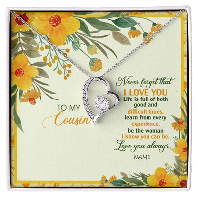 Forever Love Necklace | Personalized To My Cousin Necklace From Family Flower Never Forget That I Love You Cousin Birthday Christmas Graduation Customized Gift Box Message Card | siriusteestore