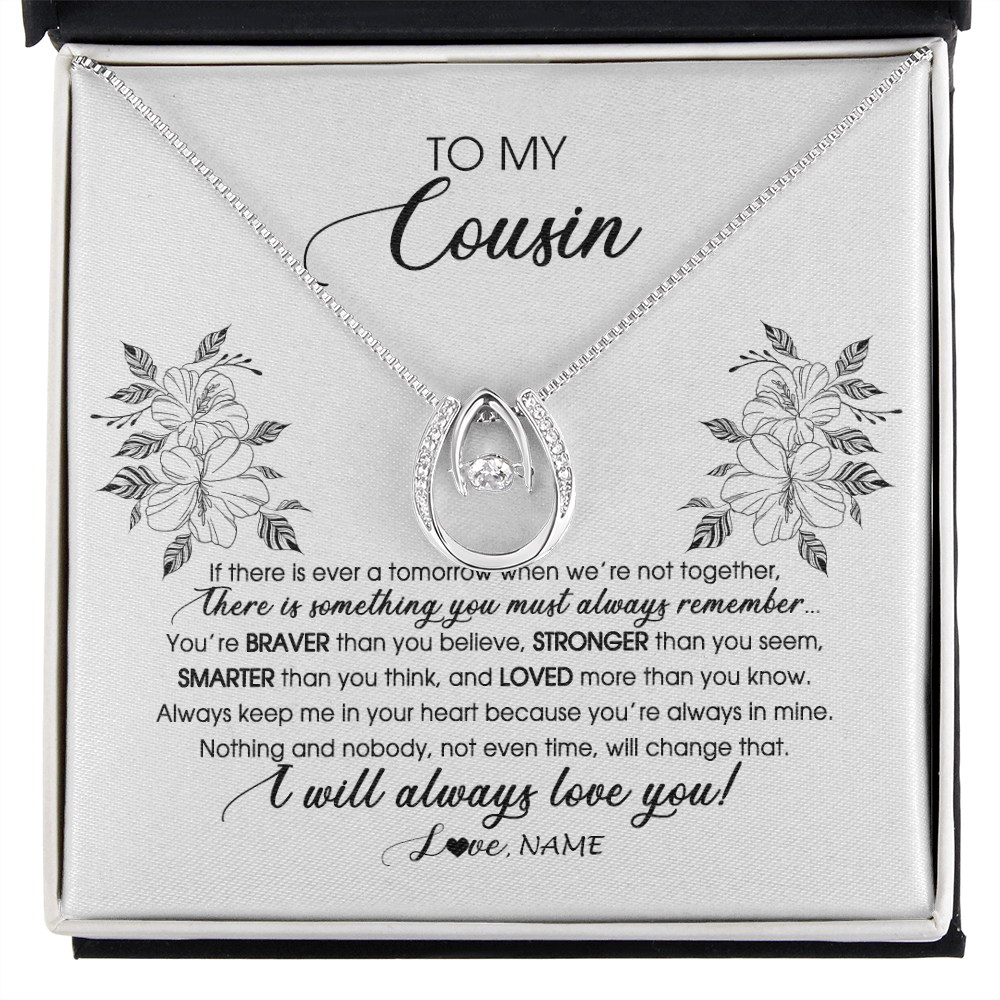 Lucky In Love Necklace | Personalized To My Cousin Necklace From Family Not Even Time Floral Niece Birthday Graduation Christmas Customized Message Card | siriusteestore