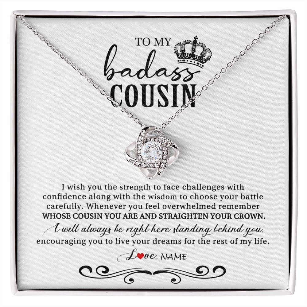 Love Knot Necklace | Personalized To My Cousin Necklace From Family Wish You The Strength Cousin Birthday Christmas Graduation Jewelry Customized Gift Box Message Card | siriusteestore