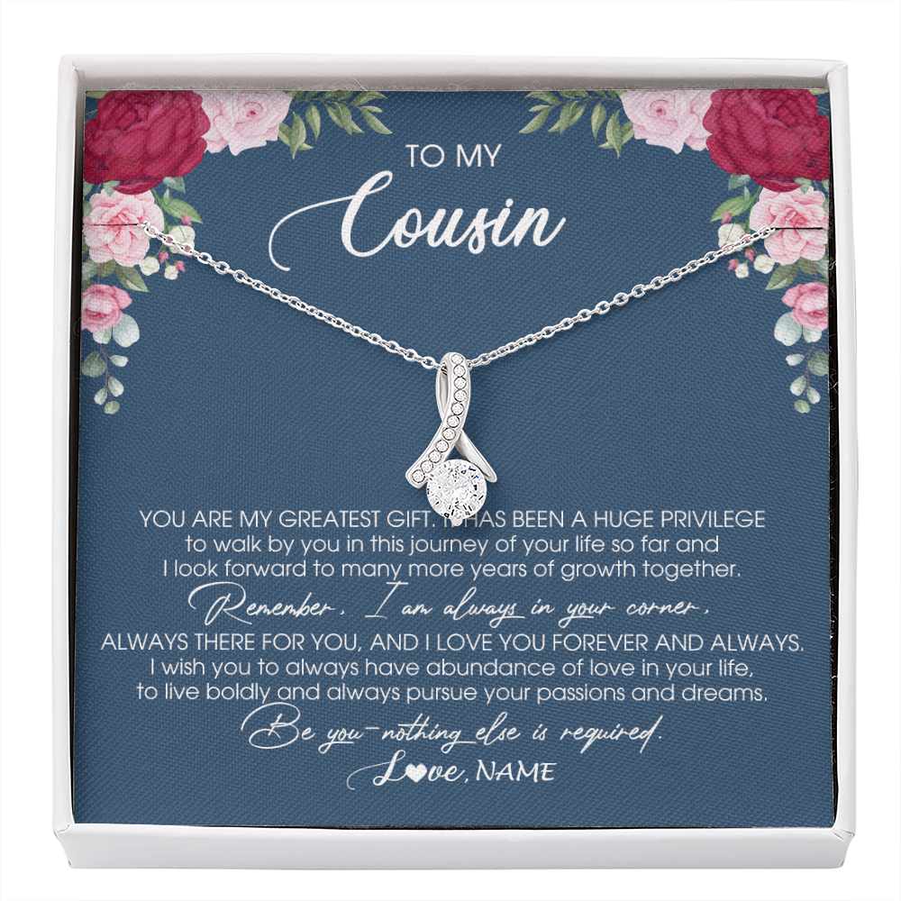 Alluring Beauty Necklace | Personalized To My Cousin Necklace From Family You Are My Greatest Gift Cousin Birthday Christmas Customized Jewelry Gift Box Message Card | siriusteestore