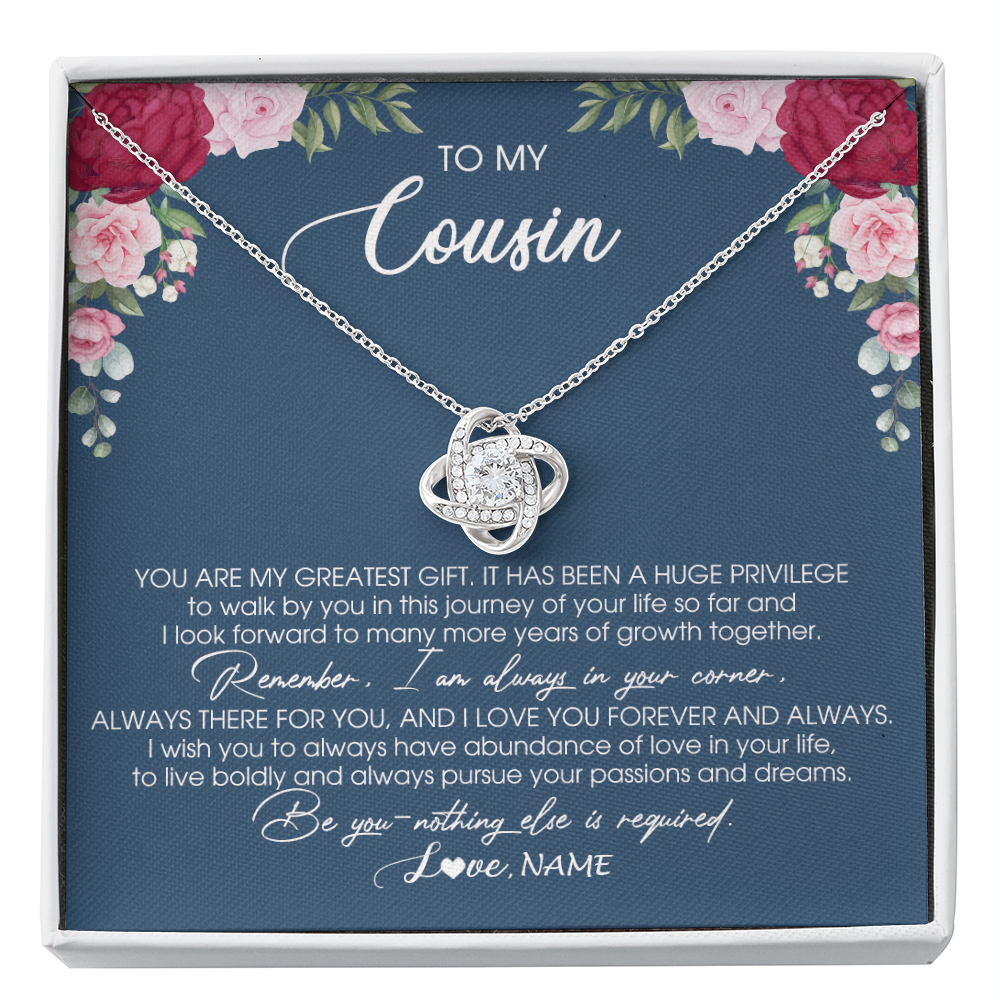 Love Knot Necklace | Personalized To My Cousin Necklace From Family You Are My Greatest Gift Cousin Birthday Christmas Customized Jewelry Gift Box Message Card | siriusteestore