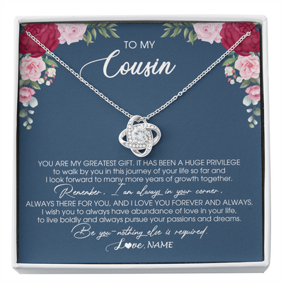 Love Knot Necklace | Personalized To My Cousin Necklace From Family You Are My Greatest Gift Cousin Birthday Christmas Customized Jewelry Gift Box Message Card | siriusteestore