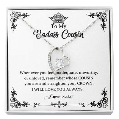 Forever Love Necklace | Personalized To My Cousin Necklace I Will Love You Always Cousin Pendant Jewelry Birthday Graduation Christmas Customized Message Card | siriusteestore