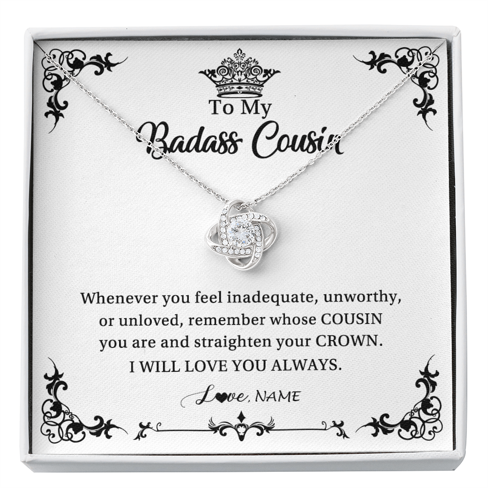 Love Knot Necklace | Personalized To My Cousin Necklace I Will Love You Always Cousin Pendant Jewelry Birthday Graduation Christmas Customized Message Card | siriusteestore