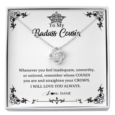Love Knot Necklace | Personalized To My Cousin Necklace I Will Love You Always Cousin Pendant Jewelry Birthday Graduation Christmas Customized Message Card | siriusteestore