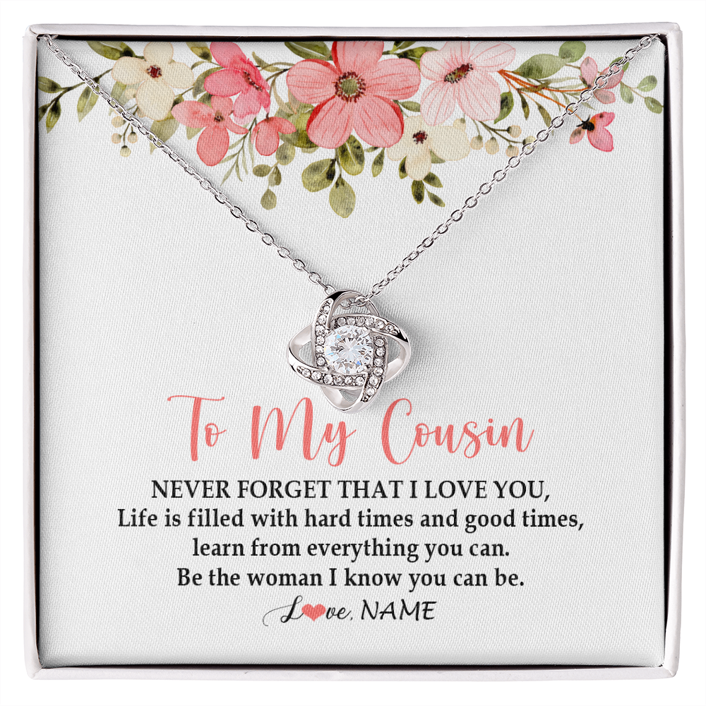 Love Knot Necklace | Personalized To My Cousin Necklace Never Forget That I Love You Cousin Pendant Jewelry Birthday Graduation Christmas CCustomized Gift Box Message Card | siriusteestore