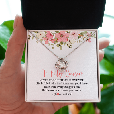 Love Knot Necklace | Personalized To My Cousin Necklace Never Forget That I Love You Cousin Pendant Jewelry Birthday Graduation Christmas CCustomized Gift Box Message Card | siriusteestore