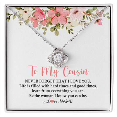 Love Knot Necklace | Personalized To My Cousin Necklace Never Forget That I Love You Cousin Pendant Jewelry Birthday Graduation Christmas CCustomized Gift Box Message Card | siriusteestore
