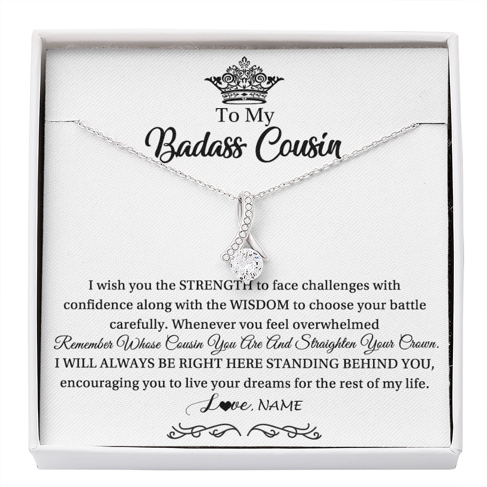 Alluring Beauty Necklace | Personalized To My Cousin Necklace Straighten Your Crown Cousin Pendant Jewelry Birthday Graduation Christmas CCustomized Gift Box Message Card | siriusteestore