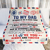 Personalized To My Dad Blanket From Daughter Air Mail Letter Mail I Love You Always Forever Dad Father's Day Birthday Christmas Customized Fleece Blanket | siriusteestore