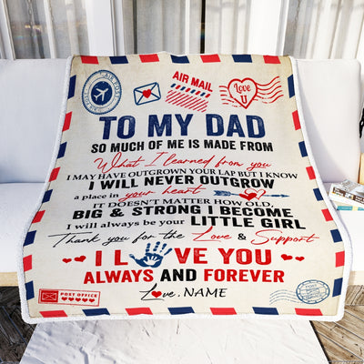 Personalized To My Dad Blanket From Daughter Air Mail Letter Mail I Love You Always Forever Dad Father's Day Birthday Christmas Customized Fleece Blanket | siriusteestore