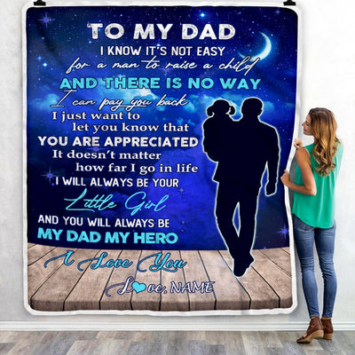 Personalized To My Dad Blanket From Daughter Grateful I Love You Dad Birthday Thanksgiving Fathers Day Christmas Customized Fleece Throw Blanket | siriusteestore