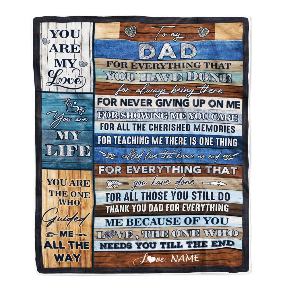 Personalized To My Dad Blanket From Daughter Son Child You Are My Life Travel For Dad Father's Day Birthday Thanksgiving Christmas Customized Fleece Blanket | siriusteestore