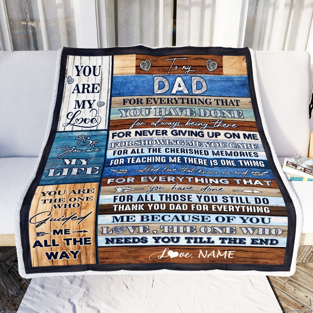 Personalized To My Dad Blanket From Daughter Son Child You Are My Life Travel For Dad Father's Day Birthday Thanksgiving Christmas Customized Fleece Blanket | siriusteestore