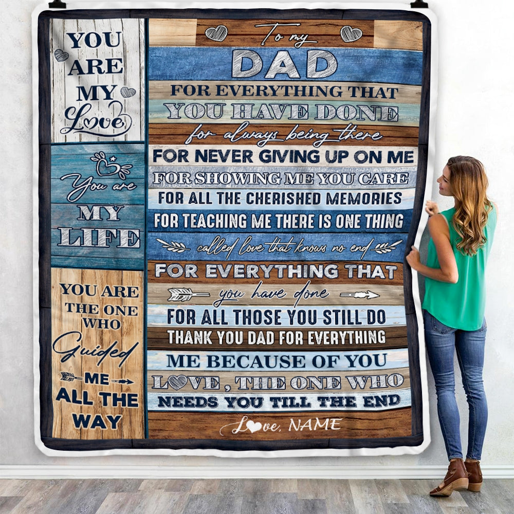 Personalized To My Dad Blanket From Daughter Son Child You Are My Life Travel For Dad Father's Day Birthday Thanksgiving Christmas Customized Fleece Blanket | siriusteestore