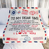 Personalized To My Dad Blanket From Daughter Son Letter Air Mail Best Dad Hug Birthday Fathers Day Thanksgiving Christmas Customized Fleece Throw Blanket | siriusteestore