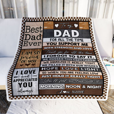 Personalized To My Dad Blanket From Daughter Son Wood Thank You For All The Time Dad Birthday Fathers Day Christmas Customized Bed Fleece Throw Blanket | siriusteestore