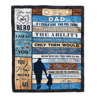 Personalized To My Dad Blanket From Daughter Wood I Am So Proud Of You Dad Birthday Fathers Day Thanksgiving Christmas Customized Bed Fleece Throw Blanket | siriusteestore