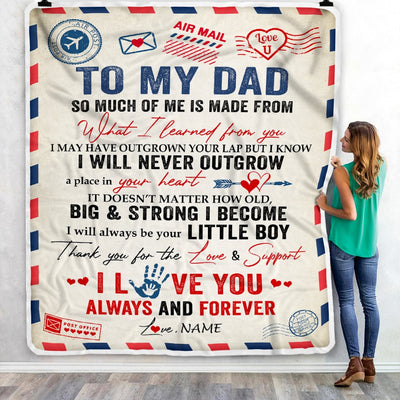 Personalized To My Dad Blanket From Son Air Mail Letter Mail I Love You Always Forever Dad Father's Day Birthday Christmas Customized Fleece Blanket | siriusteestore
