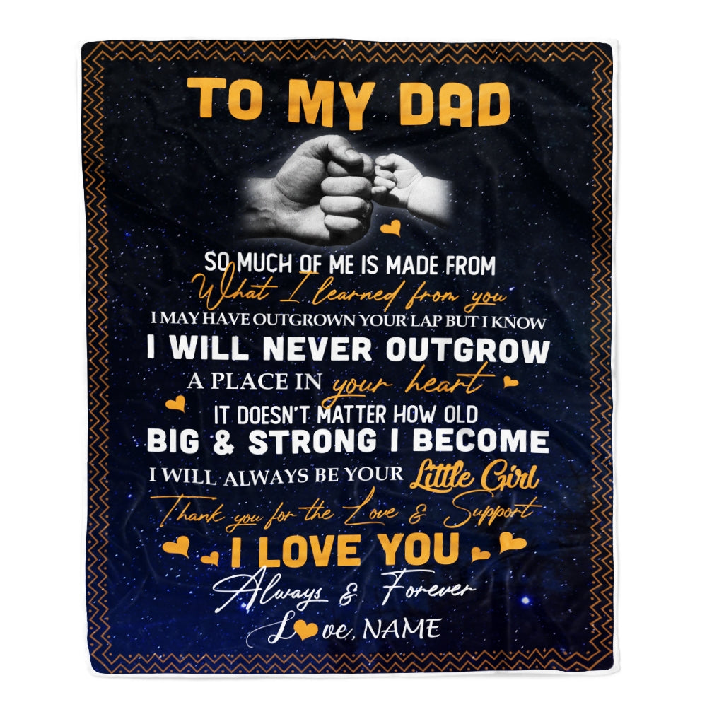 Personalized To My Dad Blanket From Son Little Boy Thank You For The Love Support I Love You Dad Father's Day Birthday Christmas Customized Fleece Blanket | siriusteestore