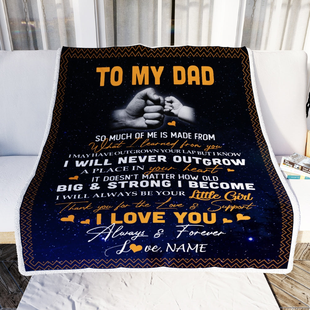 Personalized To My Dad Blanket From Son Little Boy Thank You For The Love Support I Love You Dad Father's Day Birthday Christmas Customized Fleece Blanket | siriusteestore