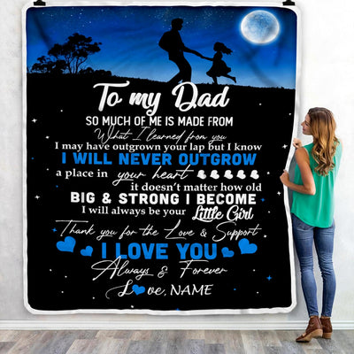 Personalized To My Dad Blanket from Daughter Kids I Love You Always Forever Dad Father's Day Birthday Thanksgiving Christmas Customized Fleece Blanket | siriusteestore