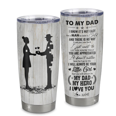 Dear Dad Personalized Engraved Tumbler With Kids Names, Stainless Cup, Gift  For Him