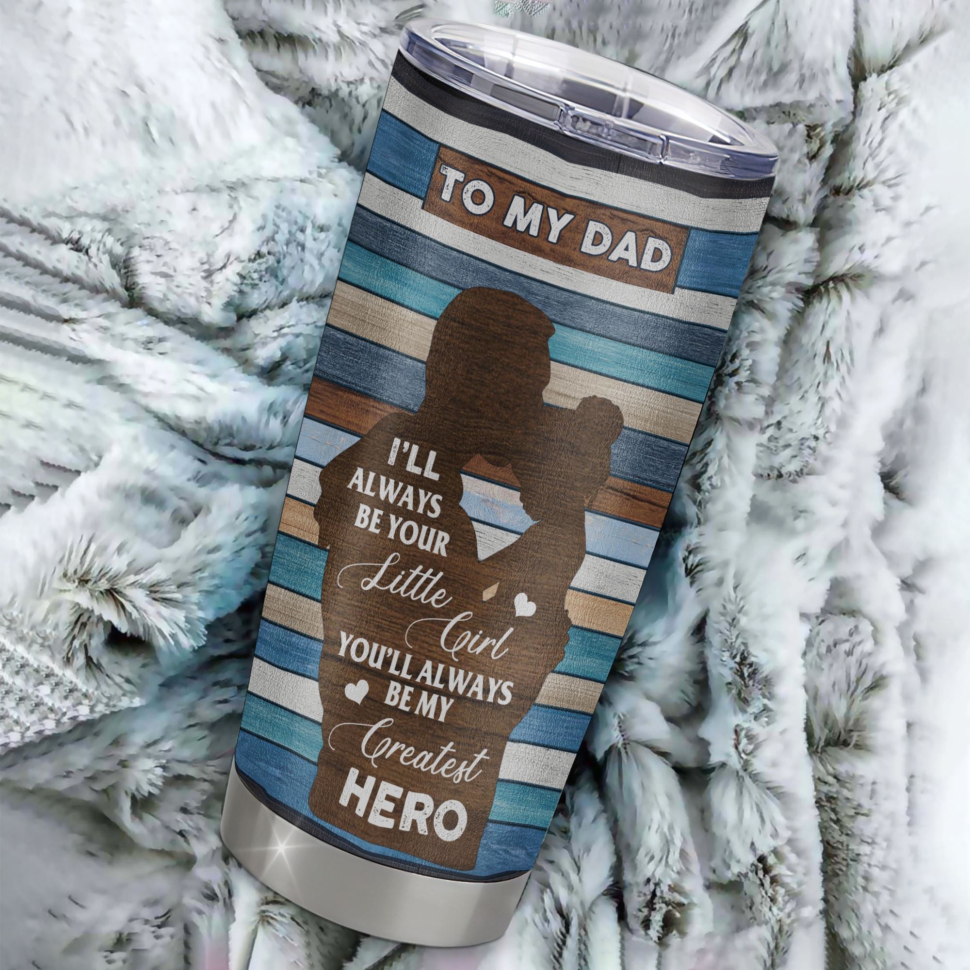 Personalized To My Dad From Daughter Stainless Steel Tumbler Cup Wood Little Girl Thank You Dad Fathers Day Birthday Christmas Travel Mug | siriusteestore