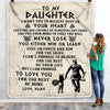 Personalized To My Daughter Blanket From Dad Father You Will Never Lose Viking Daughter Birthday Graduation Christmas Customized Fleece Throw Blanket | siriusteestore