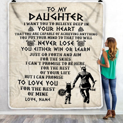 Personalized To My Daughter Blanket From Dad Father You Will Never Lose Viking Daughter Birthday Graduation Christmas Customized Fleece Throw Blanket | siriusteestore